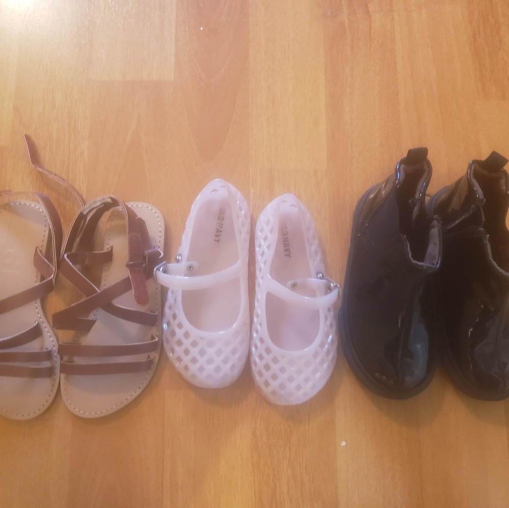 3 pairs of size 8 toddler girl shoes